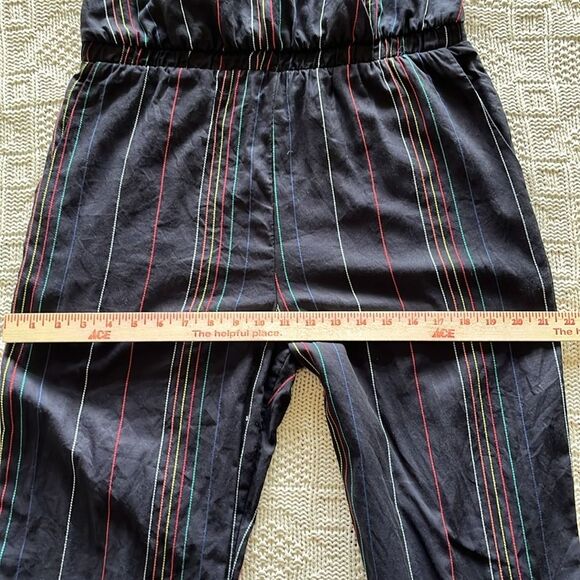 Anthropologie Dolan Left Coast Navy Embroidered Striped Cotton Halter Jumpsuit - Picture 13 of 16